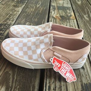 dusty rose checkered vans